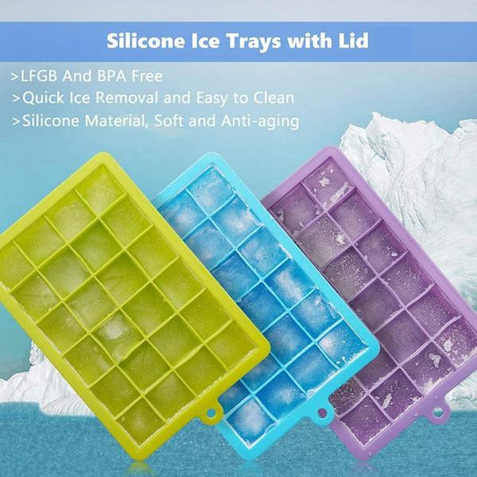 1144 Silicone Ice Cube Trays 24 Cavity Per Ice Tray Multicolour